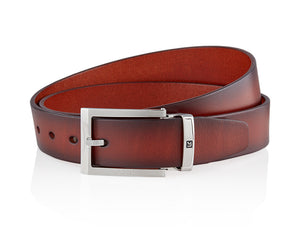 LUXCAER LC Italian vegetable tanned leather belt in brown
