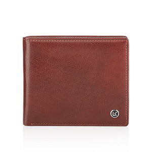 Traditional vegetable tanned leather wallet in brown - 8 card slot