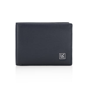 Full grain leather wallet in blue - 6 card slots