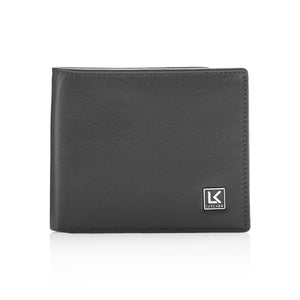 Full grain leather wallet in black - 8 card slot