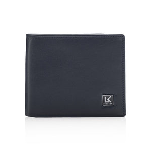 Full grain leather wallet in blue - 8 card slot