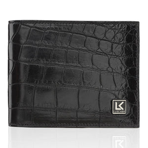 Crocodile Leather Wallet in Black - 6 Card Slot