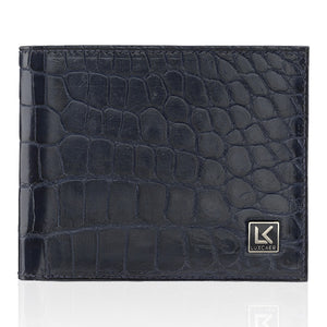 Crocodile Leather Wallet in Blue - 6 Card Slot