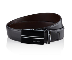 LUXCAER Italian leather automatic buckle dress belt