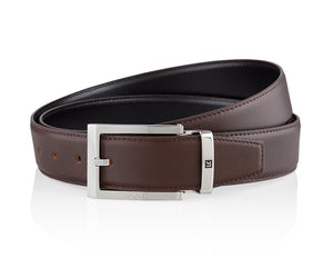 LUXCAER LC Italian leather dress belt in brown