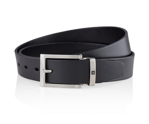 LUXCAER LC Italian vegetable tanned leather belt in black
