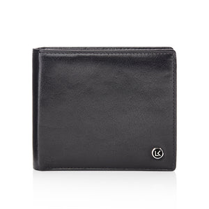 Traditional vegetable tanned leather wallet in black - 8 card slot